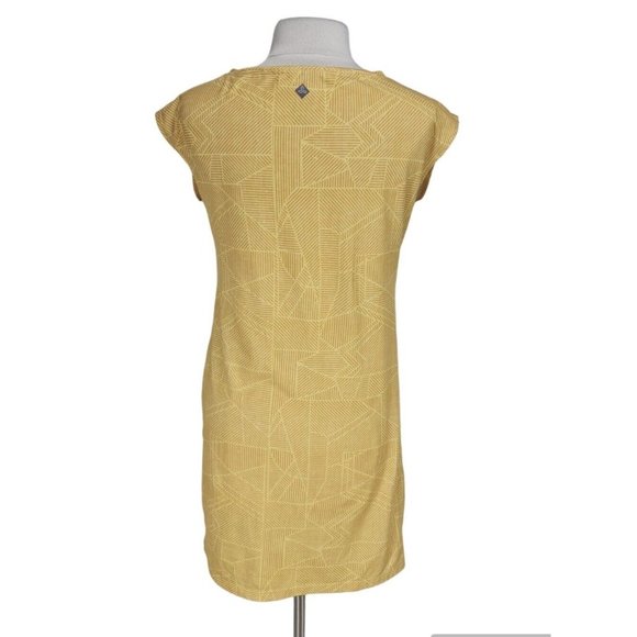 PrAna Womens Sheath Knee Length Dress Size S Yellow Striped Crew Neck 34P - Picture 3 of 5